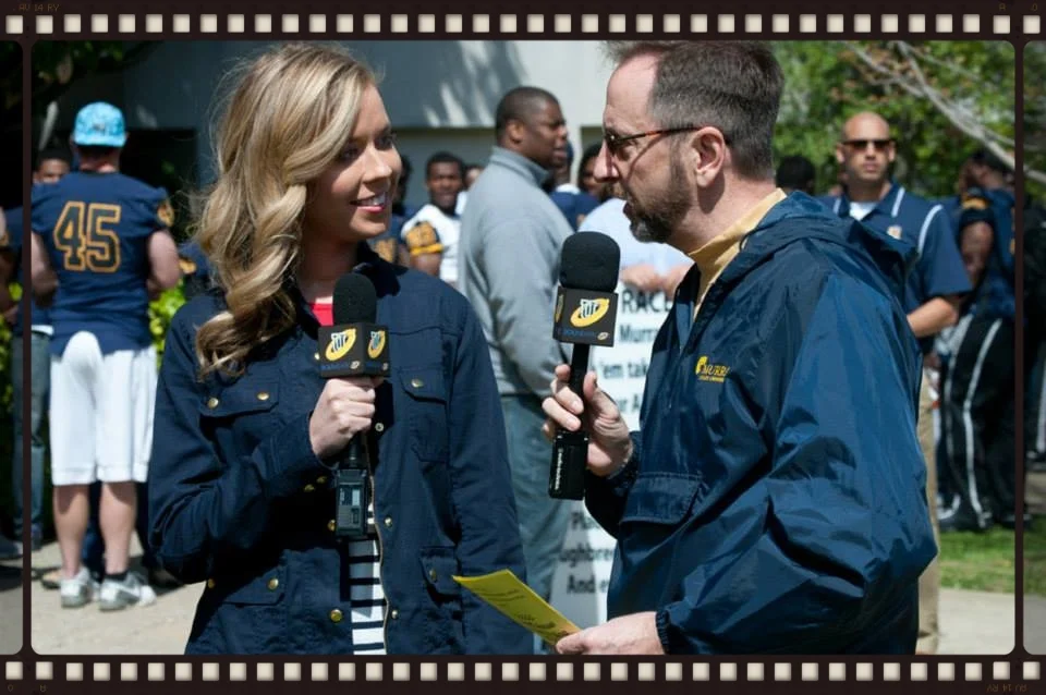 Paige Mays interviewing on location